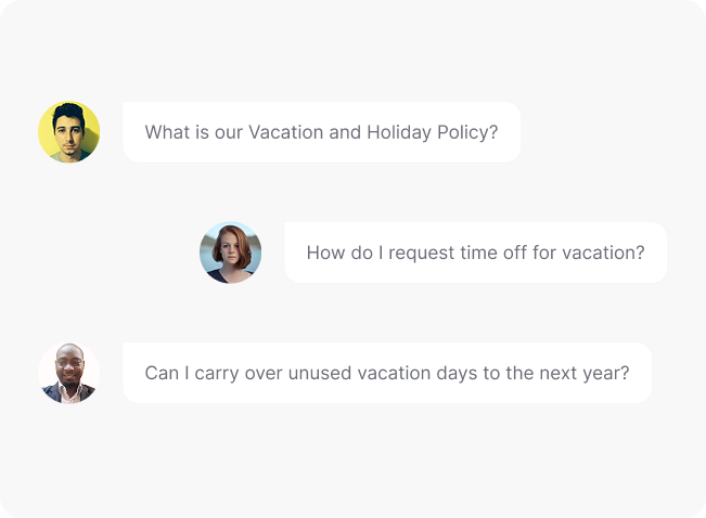 Vacation and Holiday Policy Chat bubbles