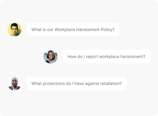 Workplace Harassment Policy Chat bubbles