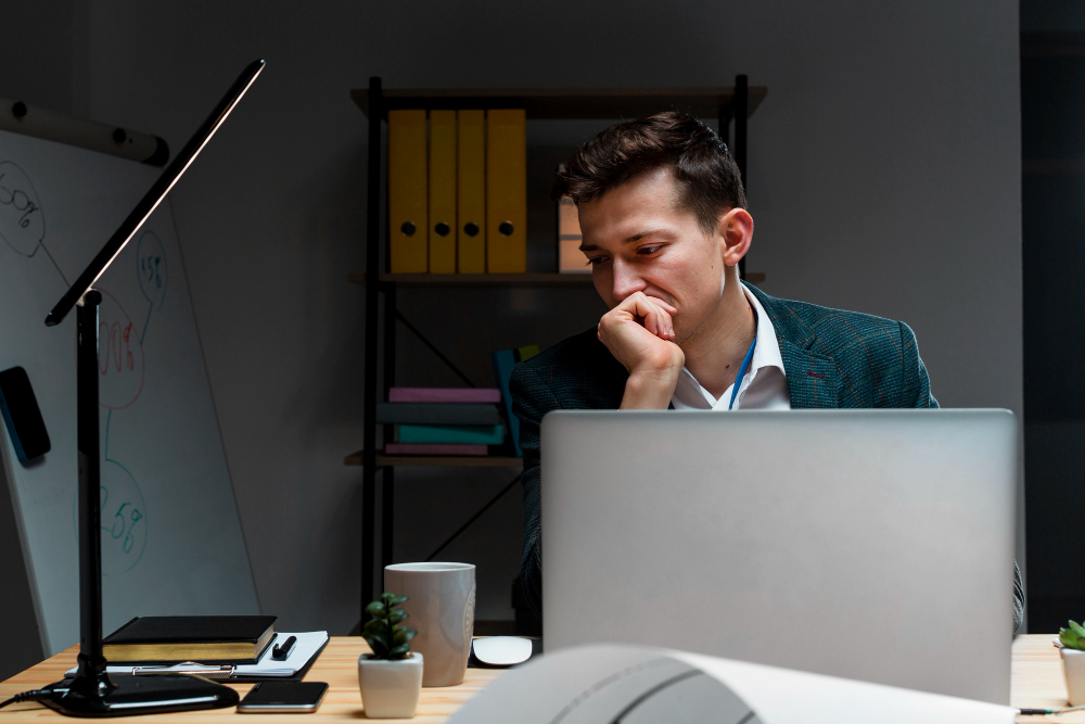 Entrepreneur working late