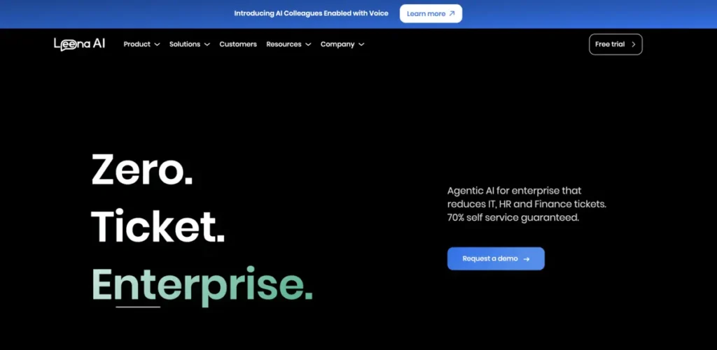 Leena AI chatbot responding to an HR-related employee query