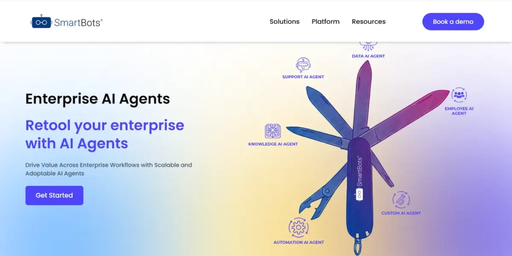 SmartBots.ai interface showing a chatbot responding to employee HR queries