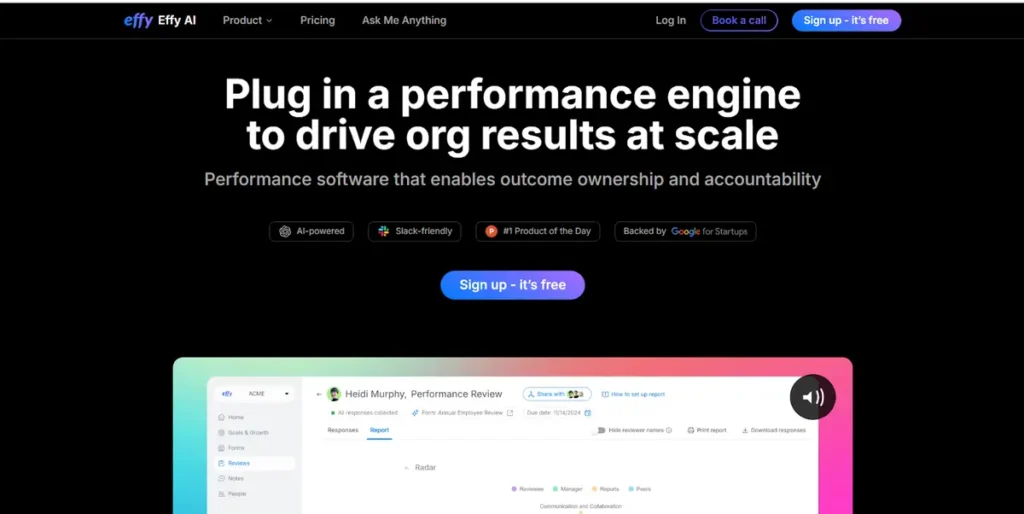 Effy AI chatbot guiding an employee through a performance review process