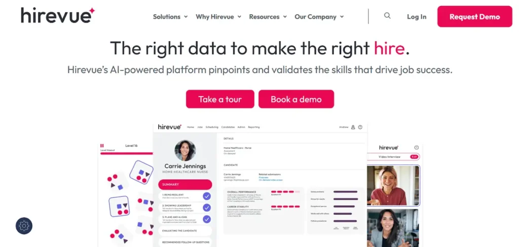 HireVue chatbot conducting an initial screening with a job applicant