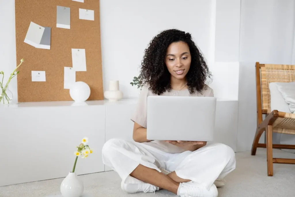 Woman HR associate working on laptop